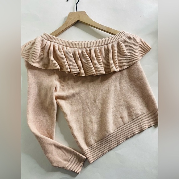 Rebecca Milford Stacey Ruffle Popover Sweater in Ballet Pink - Picture 1 of 9